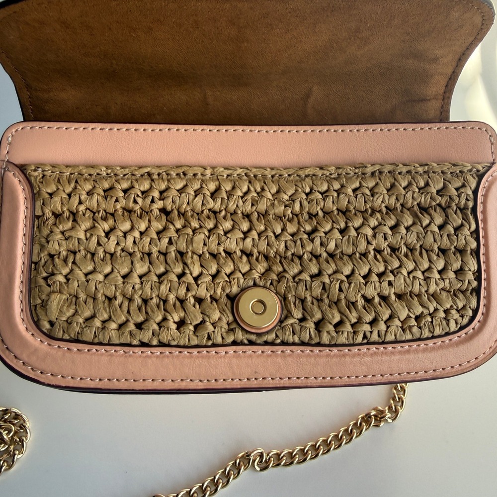 Coach Kleo Crossbody Natural Faded Blush Straw Leather C9925 Bag - Picture 5 of 9